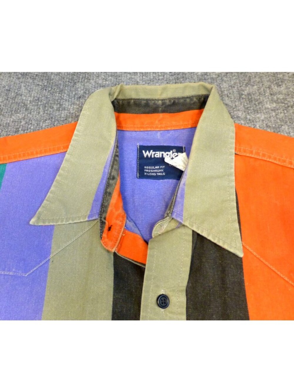 VTG 90s Wrangler Brushpopper Shirt Men 17.5 Wide Stripe Western Rodeo Cowboy Lon - Picture 9 of 10
